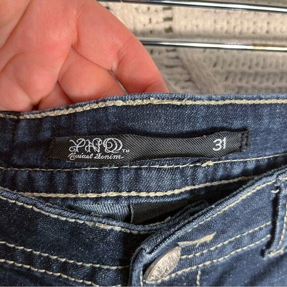 YNQ | Blue Wash Distressed Boot Cut Jeans | Bottoms - Picture 10 of 12